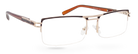 Eyelevel-UK Sovereign gold and brown semi-rimless rectangular reading glasses with metal frame