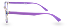 Eyelevel-UK Grenada reading glasses with a lilac and yellow patterned square frame and solid purple temples