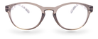 Eyelevel-UK Haiti reading glasses with a softly squared grey and white plastic frame and clear magnifying lenses.