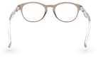 Eyelevel-UK Haiti reading glasses with a grey and white softly squared plastic frame and clear magnifying lenses.