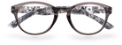 Eyelevel-UK Haiti reading glasses with a grey and white marbled square plastic frame and clear magnifying lenses