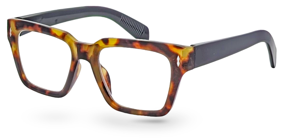 Eyelevel-UK Havana reading glasses featuring a brown tortoiseshell square frame and clear magnifying lenses.