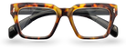 Eyelevel-UK Havana reading glasses with a brown tortoiseshell square plastic frame and clear magnifying lenses