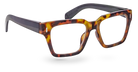 Eyelevel-UK Havana reading glasses with a brown tortoiseshell square frame and clear magnifying lenses.