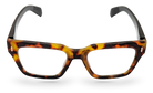 Eyelevel-UK Havana reading glasses with a brown tortoiseshell square plastic frame and clear magnifying lenses