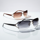Eyelevel-UK Helena semi-rimless ladies fashion sunglasses with stone detailing in gold-brown and gunmetal-black