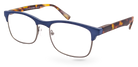 Eyelevel-UK Henley reading glasses featuring a blue and tortoiseshell rectangular frame with clear magnifying lenses.