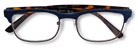 Eyelevel-UK Henley rectangular reading glasses with a blue and tortoiseshell frame and clear magnifying lenses.