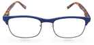 Eyelevel-UK Henley reading glasses featuring a blue and tortoiseshell rectangular frame with clear magnifying lenses.