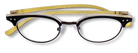 Eyelevel-UK Honduras reading glasses with a black oval frame and translucent yellow temples on a white background
