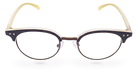 Eyelevel-UK Honduras reading glasses with a black and gold oval frame and clear magnifying lenses.