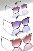 Eyelevel-UK Hope square ladies fashion sunglasses in three colour variations with gradient lenses on a white surface