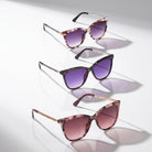 Eyelevel-UK Hope square ladies fashion sunglasses in three colourways with gradient lenses on a white background.