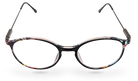Eyelevel-UK Idaho reading glasses with a silver oval frame and floral patterned rims on a white background