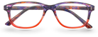 Eyelevel-UK Immaculate reading glasses with a softly squared orange and purple patterned plastic frame