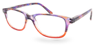 Eyelevel-UK Immaculate reading glasses with a colourful orange and purple rectangular plastic frame.