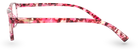 Eyelevel-UK Jamaica reading glasses with a pink and multicolour square plastic frame in a side profile view.