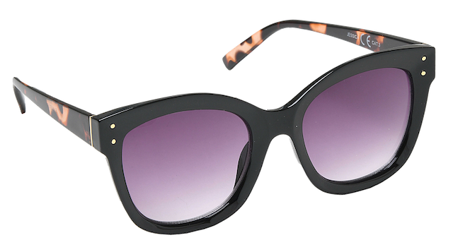 Eyelevel-UK Jessica square sunglasses with black and tortoiseshell frame and grey gradient UV400 lenses