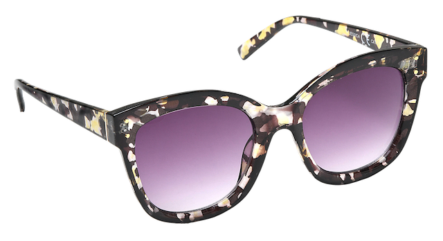 Eyelevel-UK Jessica square sunglasses featuring a black tortoiseshell frame and grey gradient UV400 lenses.