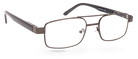 Eyelevel-UK Jury black rectangular reading glasses with a semi-rimless grey metal frame and clear magnifying lenses.