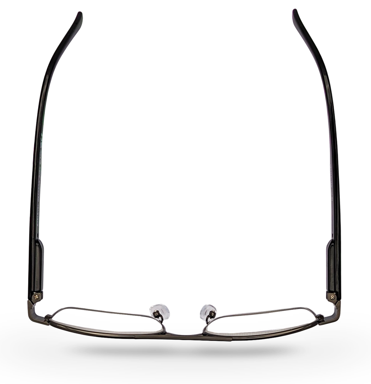 Eyelevel-UK Jury black rectangular reading glasses with semi-rimless frame viewed from above