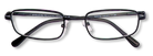 Eyelevel-UK Keats reading glasses featuring a dark grey rectangular metal frame and clear magnifying lenses.
