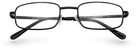 Eyelevel-UK Keats reading glasses with a dark grey rectangular metal frame and clear magnifying lenses.