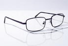 Eyelevel-UK Keats reading glasses with a dark grey rectangular metal frame and clear magnifying lenses