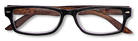 Eyelevel-UK Kennedy reading glasses with a black and wood effect rectangular plastic frame and clear lenses.