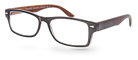 Eyelevel-UK Kennedy reading glasses with a black and wood effect rectangular frame and clear magnifying lenses.