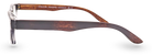 Eyelevel-UK Kennedy reading glasses with a rectangular black and wood effect frame, shown from a side profile view.