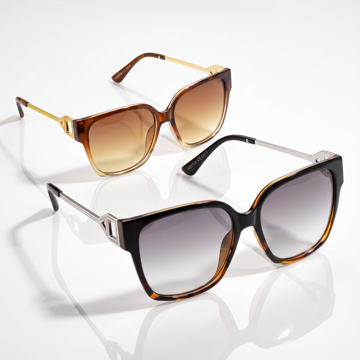 Eyelevel-UK Kristen square ladies fashion sunglasses in brown and black tortoiseshell with gradient lenses.