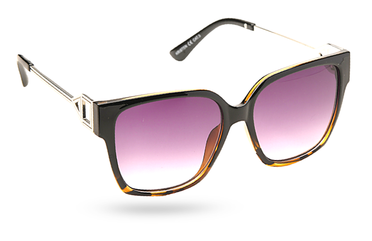 Eyelevel-UK Kristen square ladies sunglasses in black and tortoiseshell with silver arms and gradient lenses