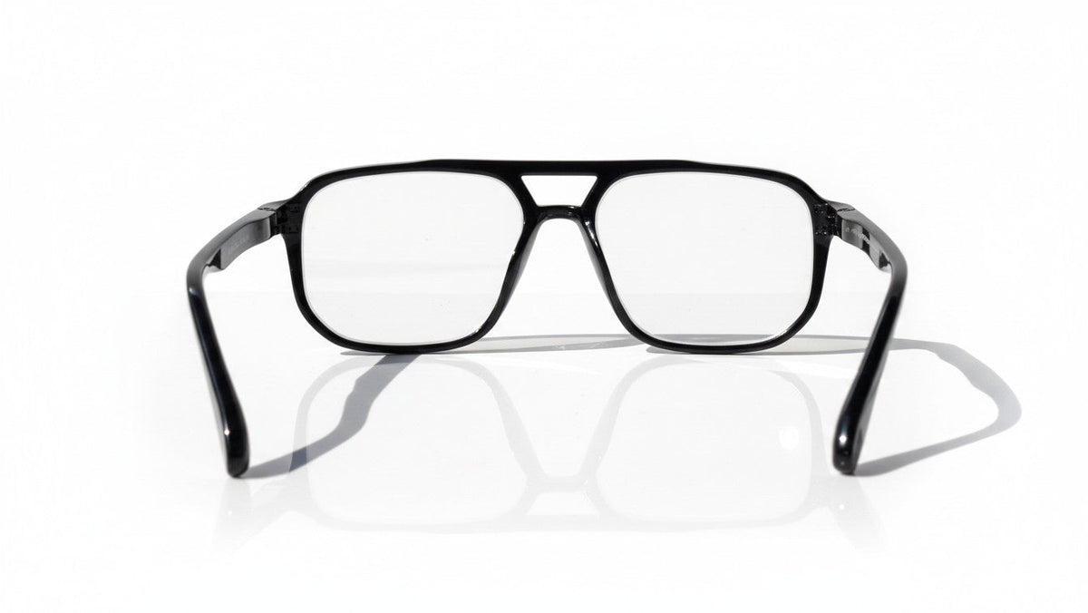 Eyelevel-UK Lancaster black square reading glasses with full rim plastic frames and clear magnifying lenses