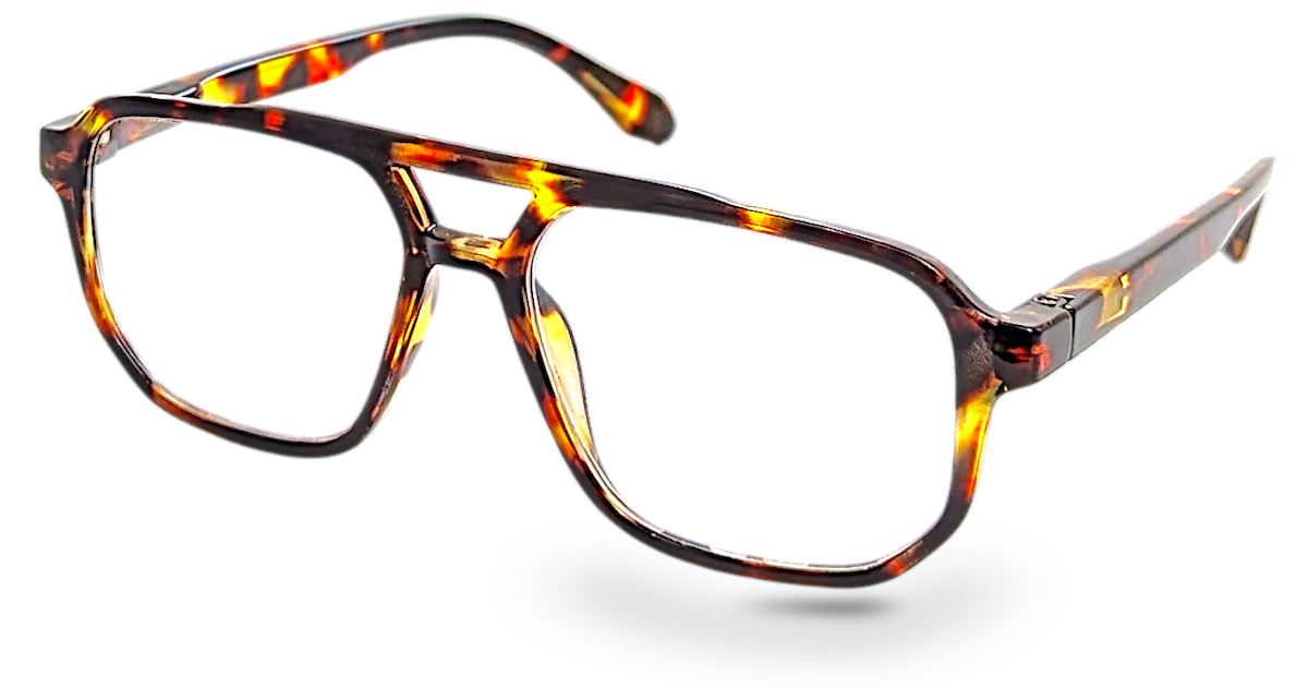 Eyelevel-UK Lancaster brown tortoiseshell square reading glasses with a retro full rim plastic frame design.