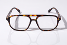 Eyelevel-UK Lancaster brown tortoiseshell square reading glasses with a double bridge design on a white background.