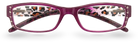 Eyelevel-UK leopard print and pink rectangular reading glasses with crystal embellishments on the frame corners