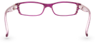 Eyelevel-UK leopard print and pink rectangular reading glasses with clear magnifying lenses viewed from the back