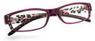 Eyelevel-UK leopard print rectangular reading glasses with pink frames and decorative rhinestones on the temples.