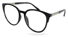 Eyelevel-UK Lima black round reading glasses with glitter detail on the arms and clear magnifying lenses