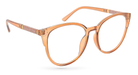 Eyelevel-UK Lima Rose reading glasses with a round rose-coloured frame and glitter detail on the arms.