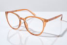 Eyelevel-UK Lima Rose reading glasses with round translucent rose frames and glitter detail on the arms