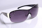 Eyelevel-UK Lois wraparound ladies sunglasses in black and silver with stone-embellished grey gradient lenses