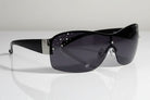 Eyelevel-UK Lois wraparound ladies sunglasses in black and silver with stone-embellished grey gradient lenses