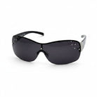 Eyelevel-UK Lois wraparound ladies sunglasses in black and silver with stone-embellished grey gradient lenses