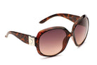 Eyelevel-UK Lucy oversized geometric sunglasses in brown tortoiseshell with gold accents and brown gradient lenses