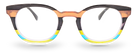 Eyelevel-UK Majestic reading glasses with a rounded-square frame featuring a black top and multicolour lower rim.