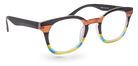 Eyelevel-UK Majestic reading glasses with a rounded-square black and translucent multicolour plastic frame