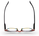 Eyelevel-UK Majestic reading glasses with black upper rims and translucent multicolour lower rims and temples