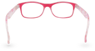 Eyelevel-UK Malibu reading glasses with a red and pink multicolour rectangular plastic frame and clear lenses.